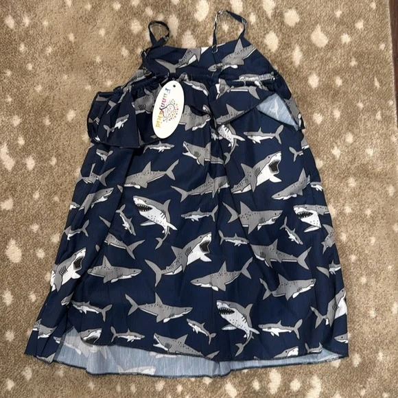 Funny Kid Shark Print Jumper Skirt for Girls. Size S - Picture 1 of 5